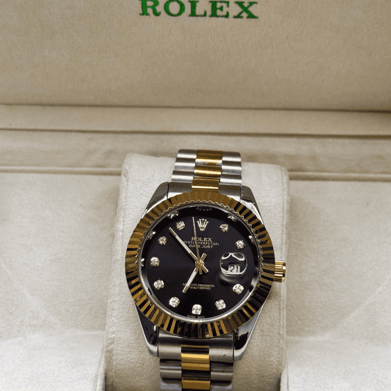 Rolex Watch – Tow Tone Black Dial
