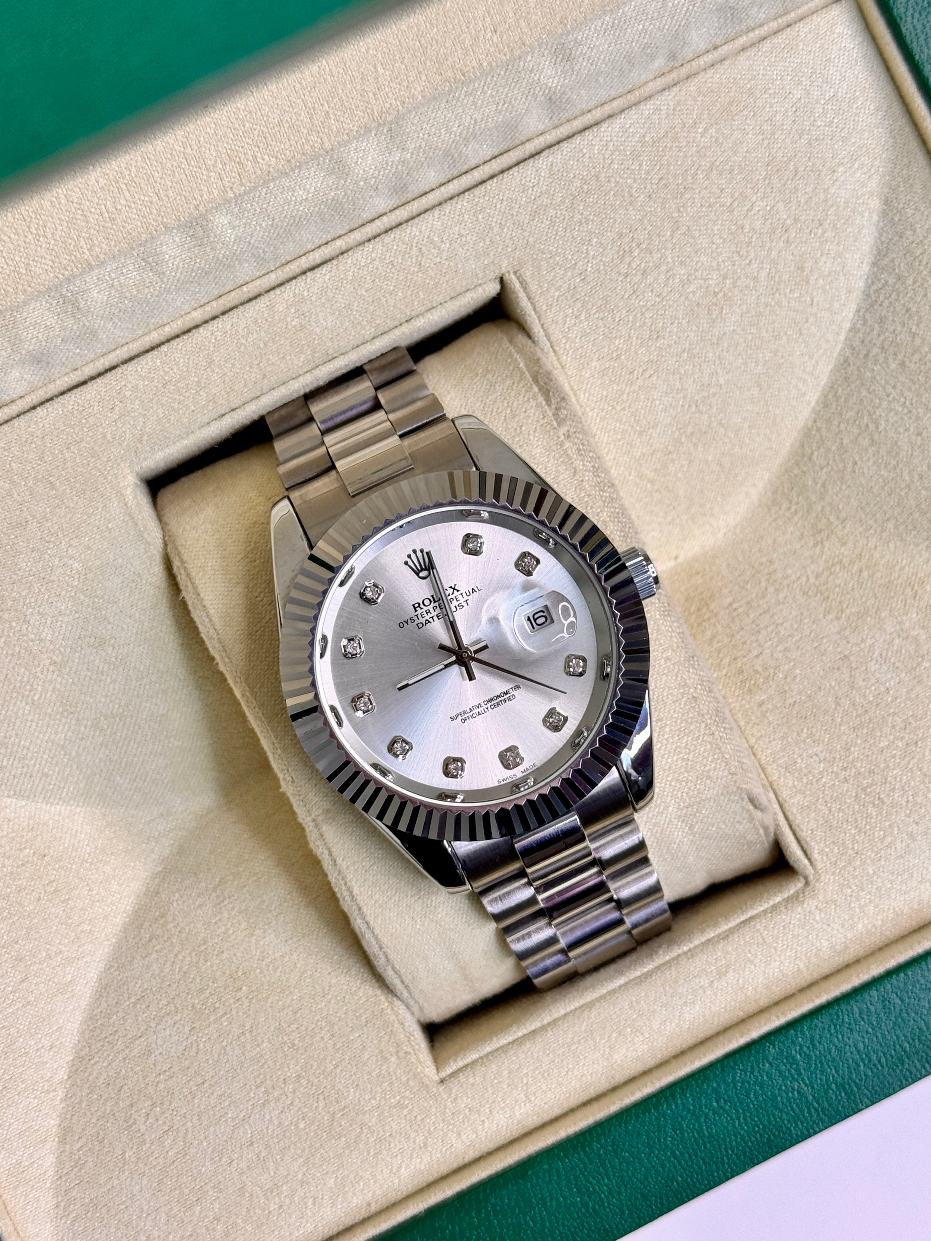 Rolex Watch – Silver in Silver Dial