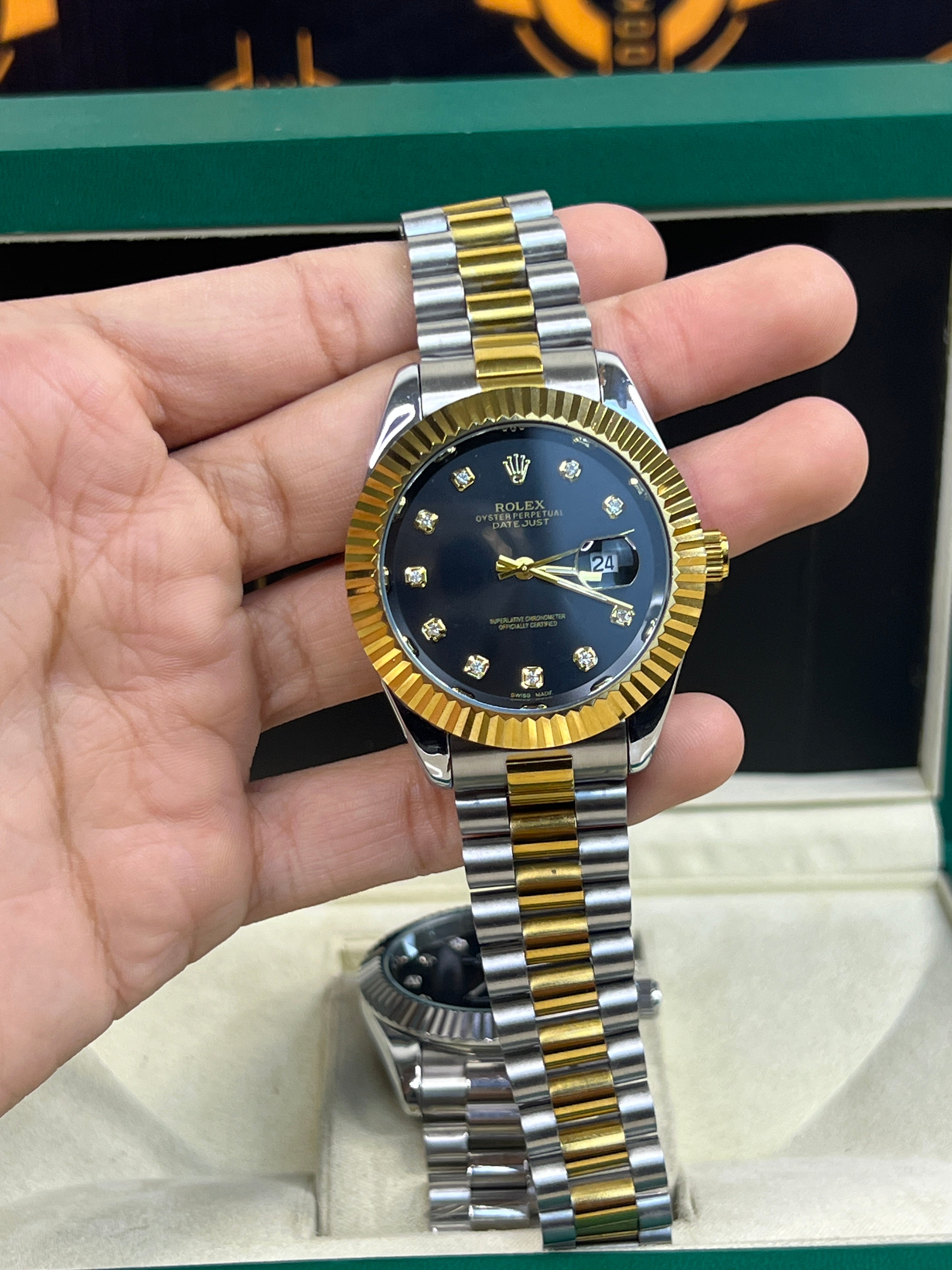 Rolex Watch – Tow Tone Black Dial