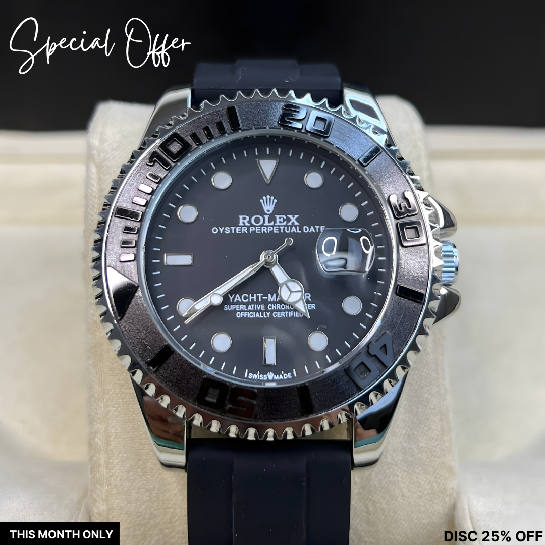 Rolex Submariner Silicon Strap – Black & Silver Dial